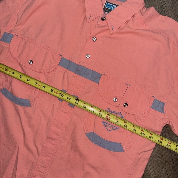 VTG 80’s/90’s Bugle Boy • Salmon Long Sleeve Spell Out Button Down - Picture 8 of 8